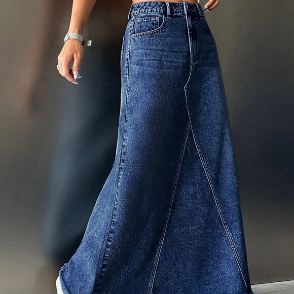 Boho Streetwear Denim A-Line Skirt - Picture 5 of 5